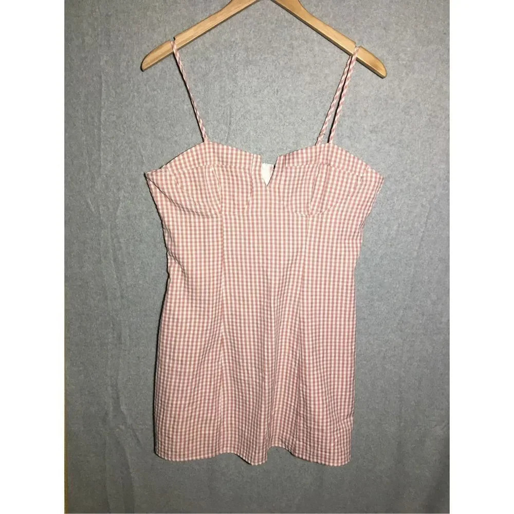 Womens NWT Zaful Dress Pink Plaid Gingham Mini Spring Summer Barbie